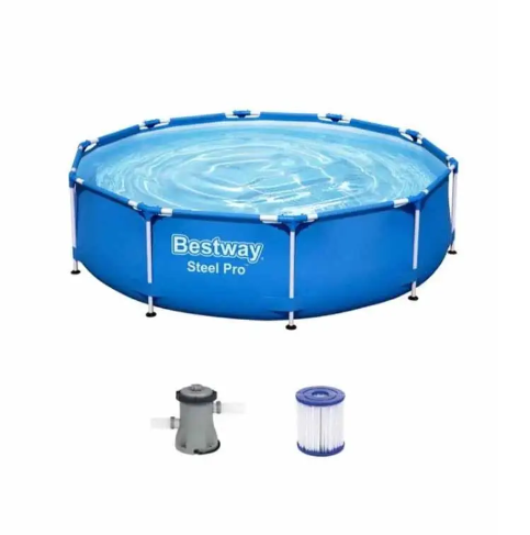 Бассейн круглый каркасный для отдыха на природе Bestway для всей семьи с фильтр-насосом для дачи и детей из ПВХ 366x76 cм
