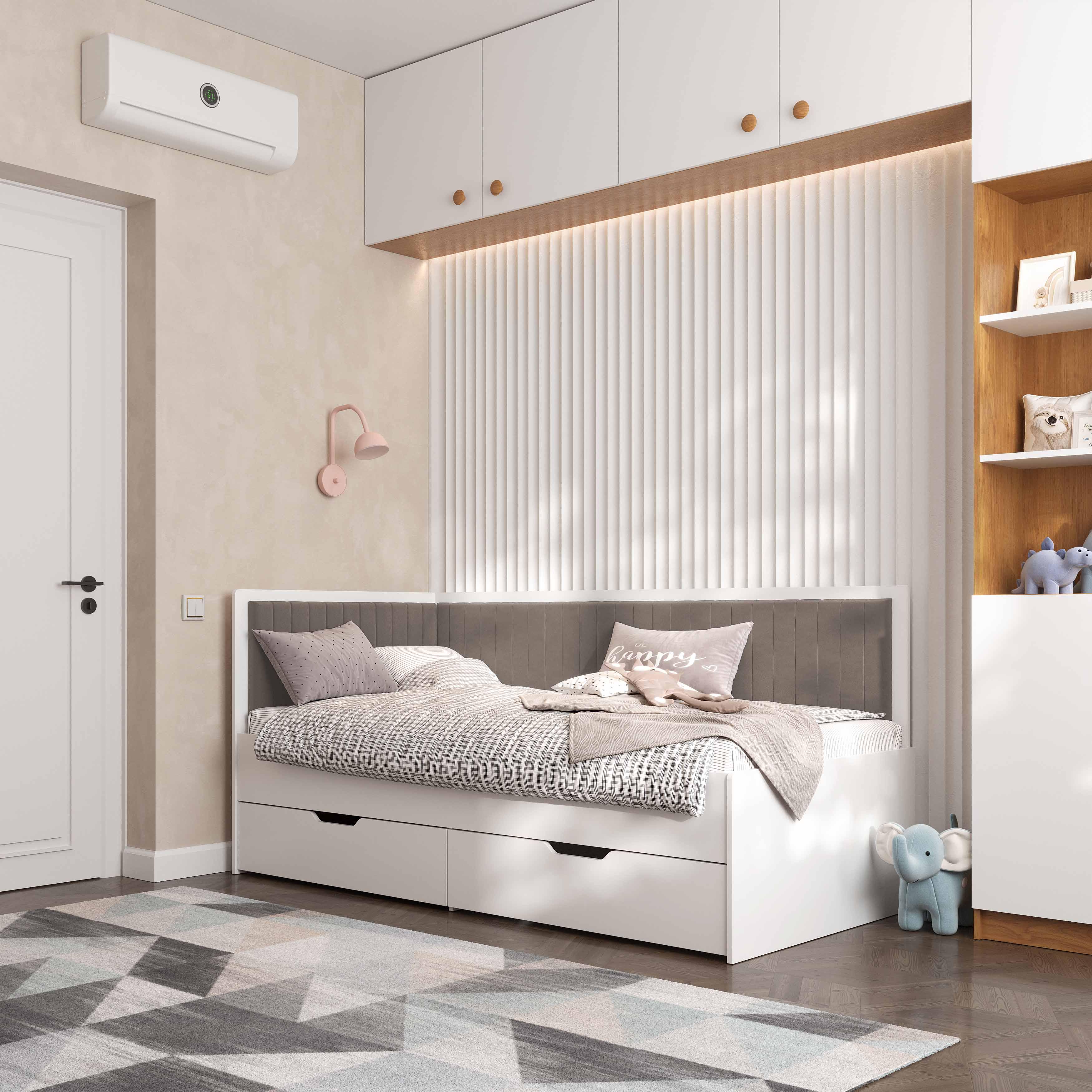 Ліжко з шухлядами BROOKLYN 1940x950x900 мм Білий/Лате