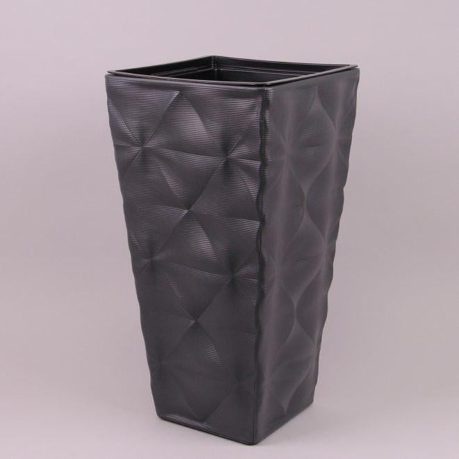 Горшок пластиковый Flora Diva Slim Kwadrat с вкладом 29х29 см Антрацитовый (84571)