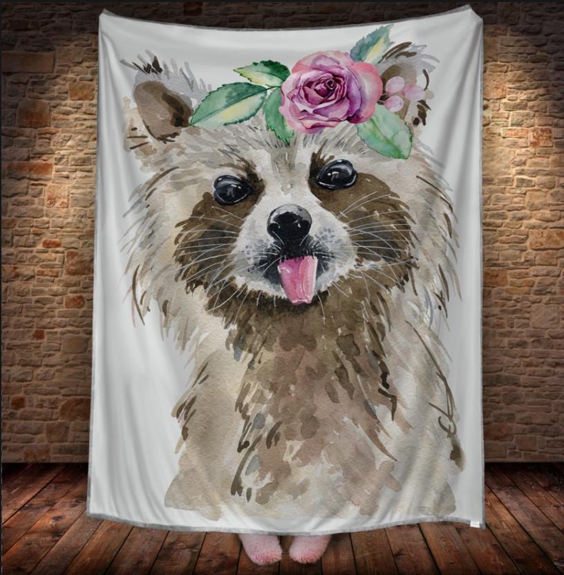 Плед із 3D принтом Watercolor cute raccoon 150х200 см (epi_1165)