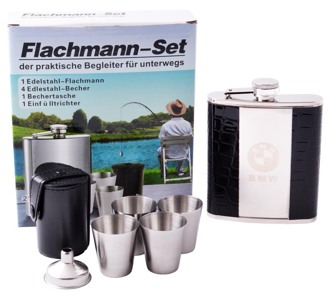 Набор фляга и 4 стопки BMW Power 210 мл Нержавеющая сталь