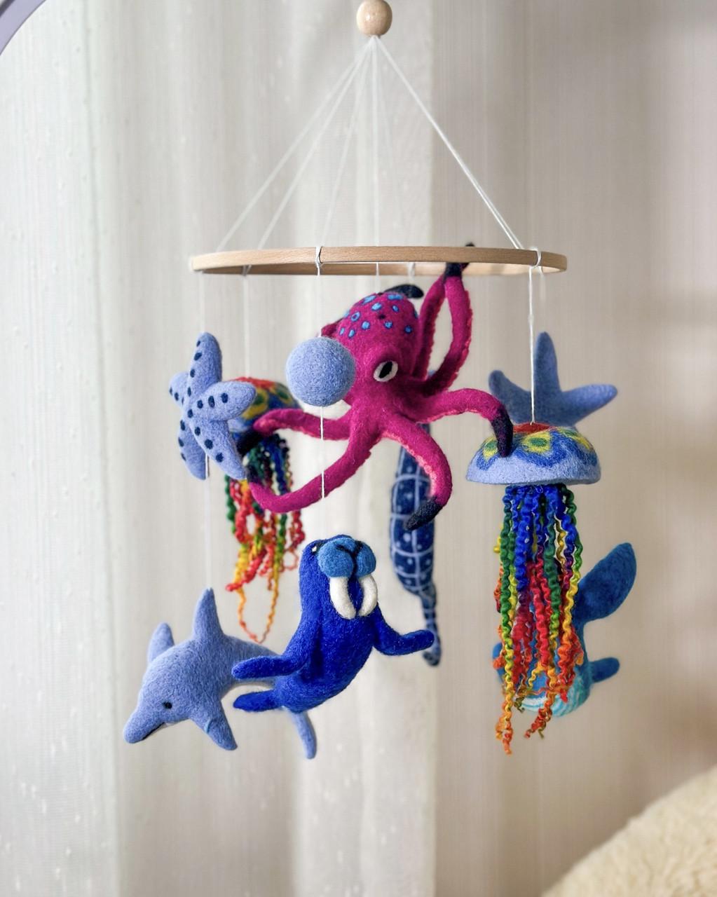 Мобиль детский WooolyWool ручная работа Подводный мир (27861272)