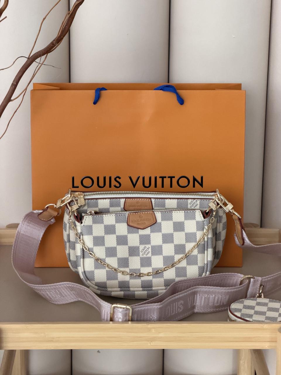 Сумка женская Louis Vuitton 3в1 стиль люкс в клетку Бежевый (2255032615)