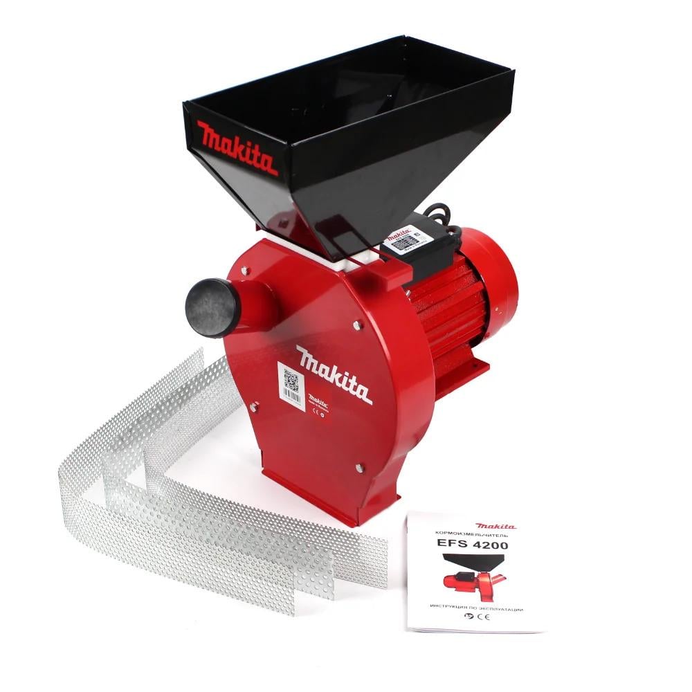 Зернодробилка Makita EFS 4200 для зерна и початков кукурузы 4,2 кВт 280 кг/ч бункер 10 л