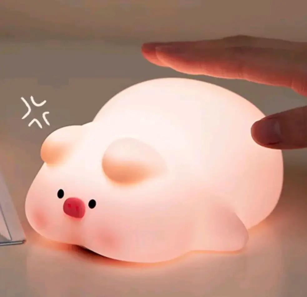 Ночник силиконовый Sleeping Pig Lamp Pink (20938011) - фото 3