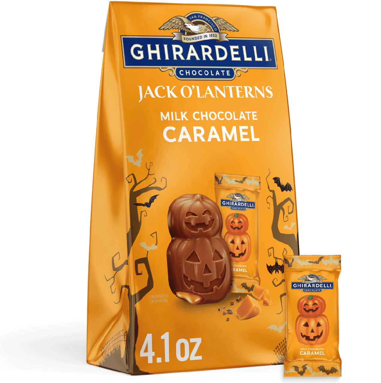 Шоколадні цукерки Ghirardelli Milk Chocolate Caramel Jack O' Lanterns 117,6 г (3195161630)