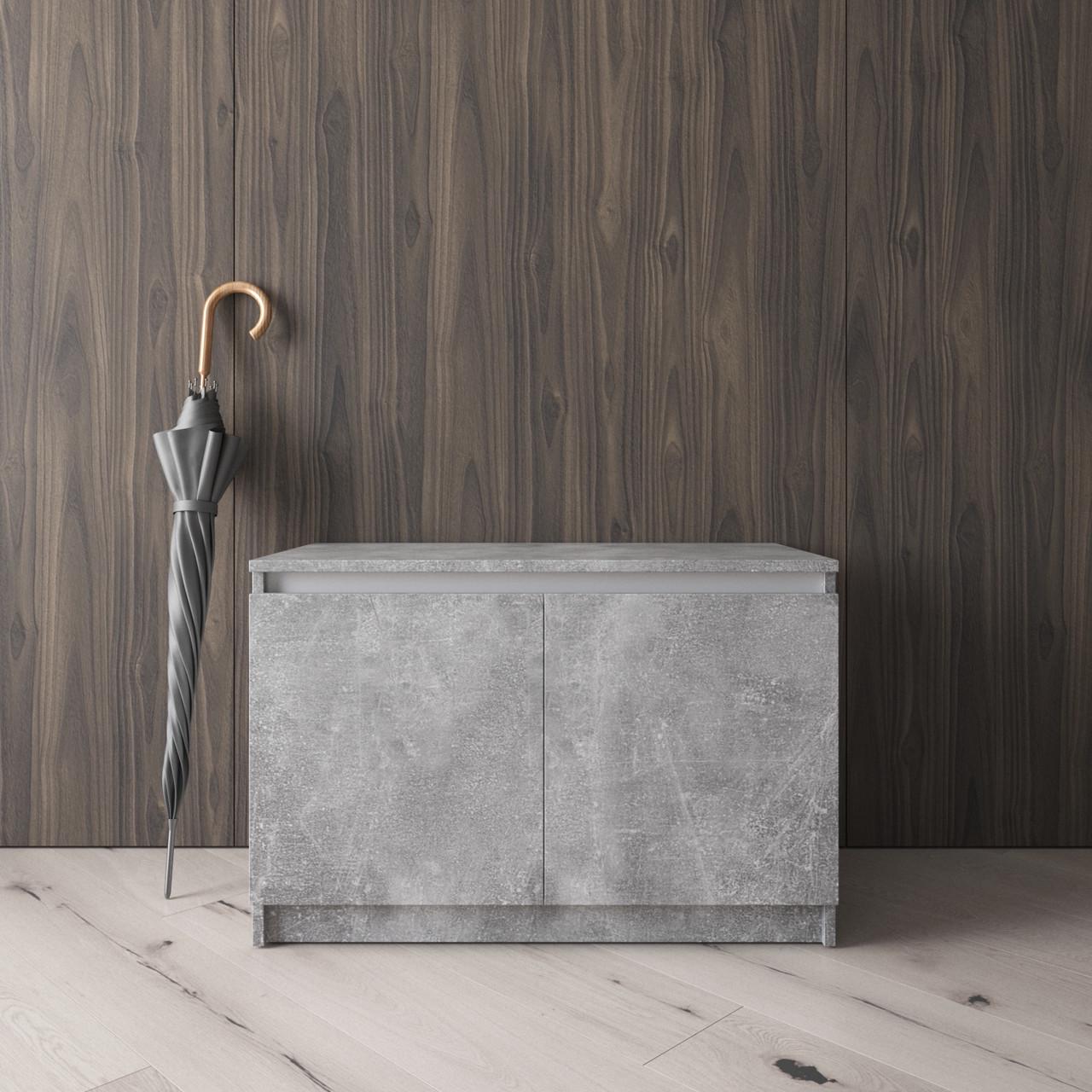 Тумба для обуви Вайс R-20 802х400х530 мм Бетон/Белые планки (30718847) - фото 1 Тумба для обуви Вайс R-20 802х400х530 мм Бетон/Белые планки (30718847) - фото 1