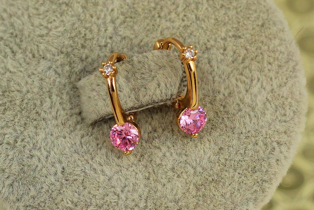 Серьги детские Xuping Jewelry Очарование с розовым камнем 1,5 см Золотистый (31326011)