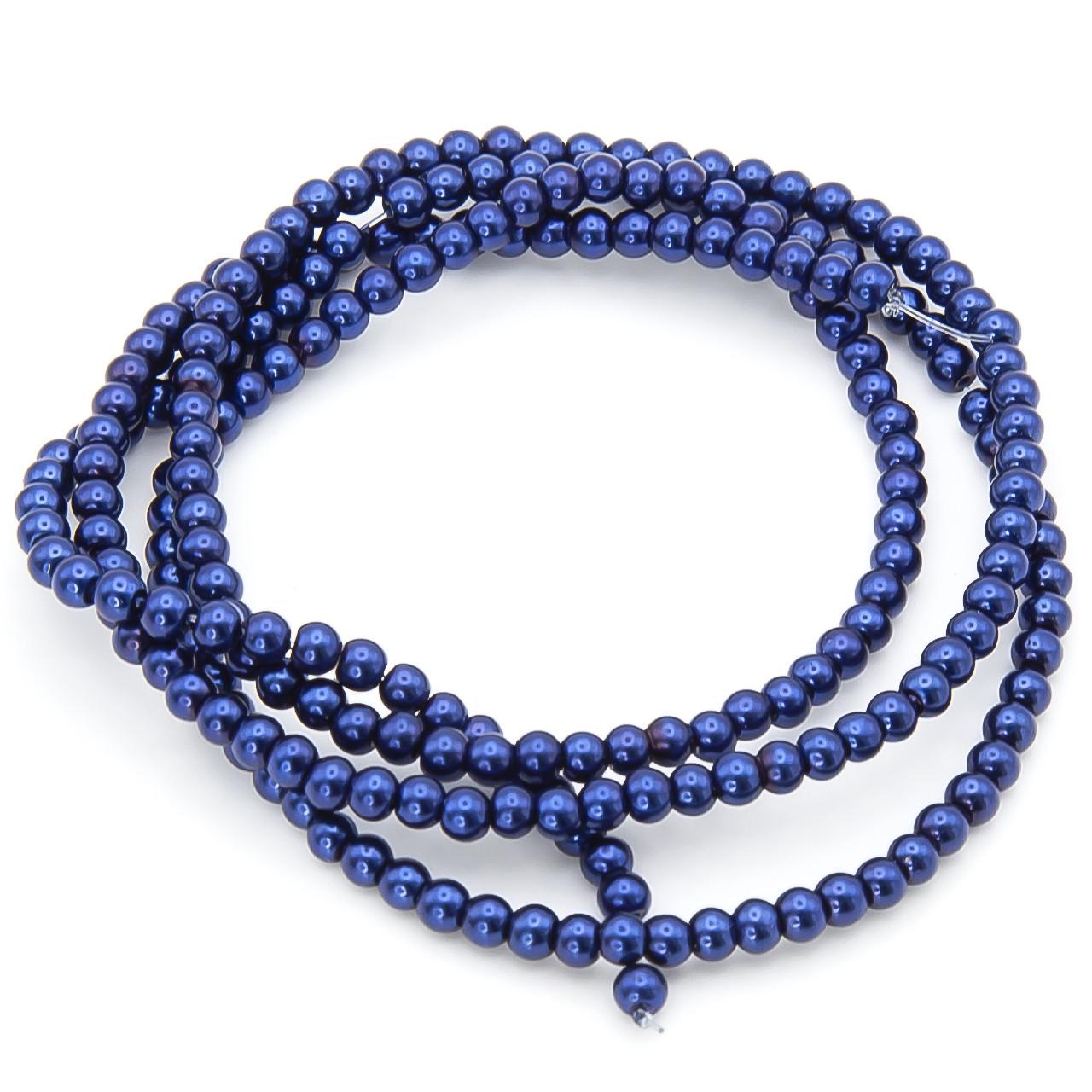 Бусины стеклянные на нитке под жемчуг 3 мм 62 см 215 шт. Электрик (БЖ0003ш19)