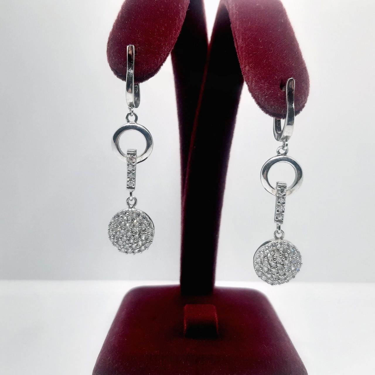 Серьги висячие серебро родий 925° 6,57 г (С-393)