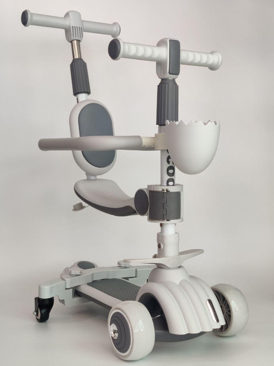 Самокат беговел детский складной с родительской ручкой Scooter Pearl 620 со световыми и звуковыми эффектами и ножным тормозом Белый (620r-s) Самокат беговел детский складной с родительской ручкой Scooter Pearl 620 со световыми и звуковыми эффектами и ножным тормозом Белый (620r-s)