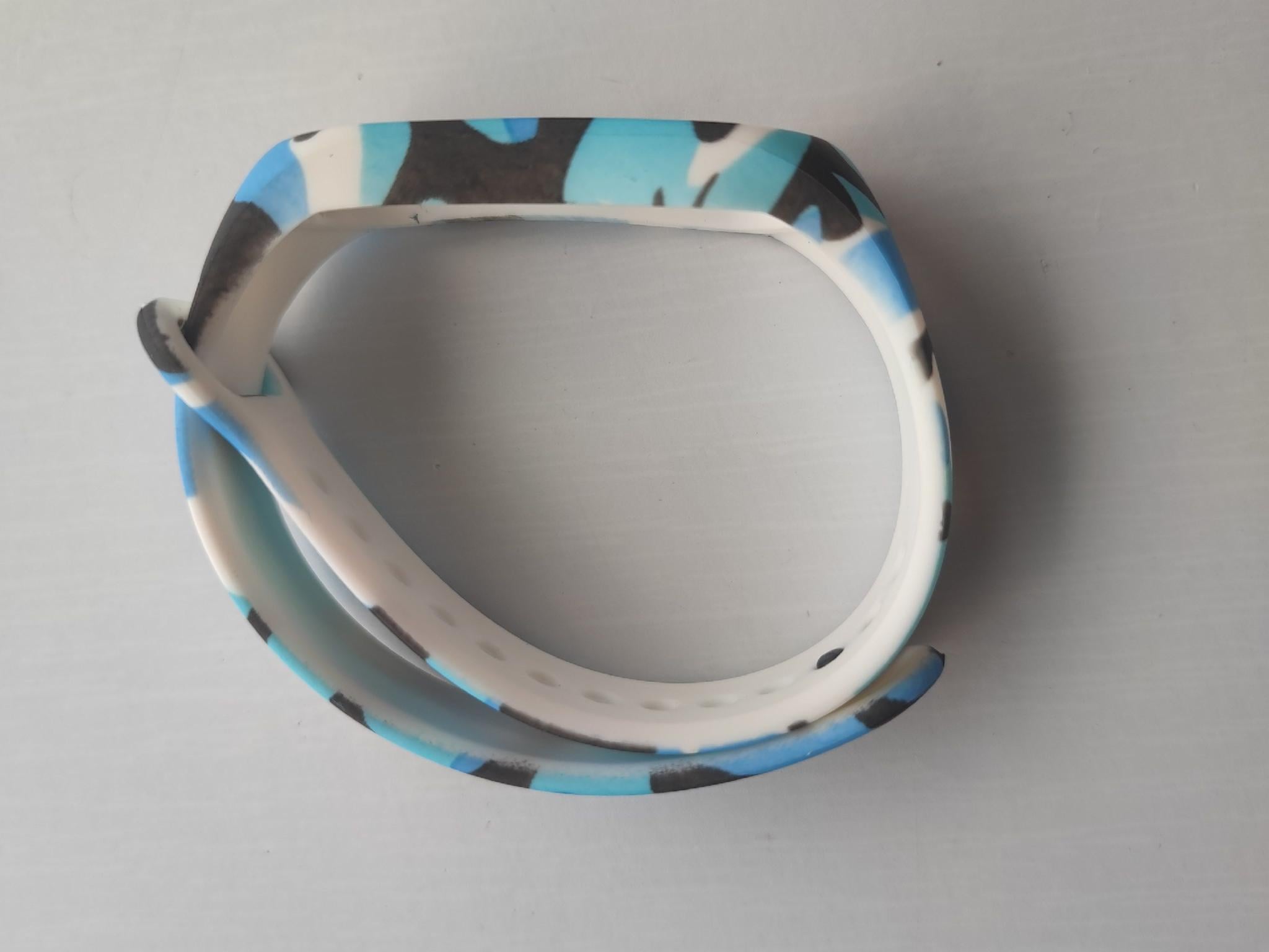 Ремінець Xiaomi Mi Smart Band 7/6/5 силиконовый з малюнком Камуфляж Білий/Синій (1976P)
