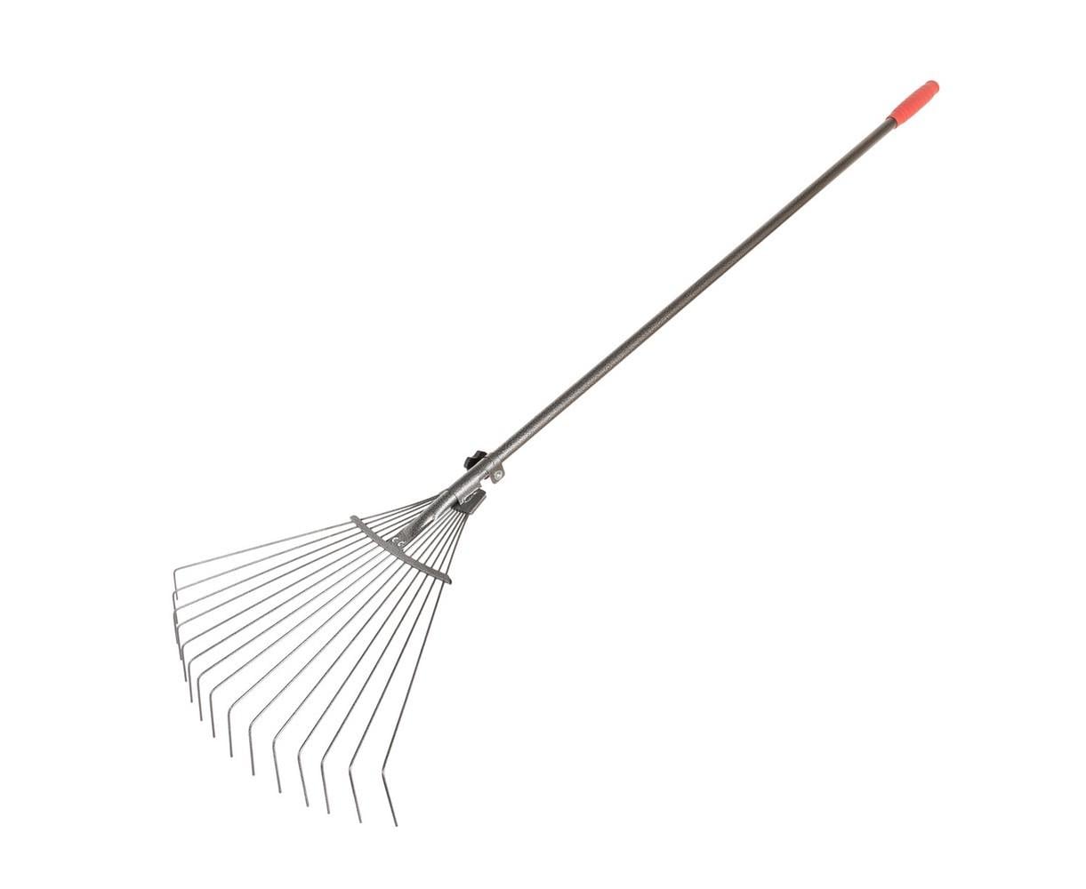 Грабли веерные раздвижные крашеные ХОЗЯЙ 15 спиц 500х340 мм с древком (14-6296)