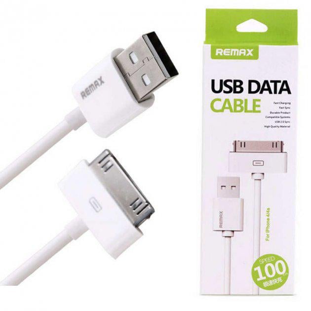 Кабель Remax 30pin Fast Charging iPhone 4/4s 100 см White - фото 2