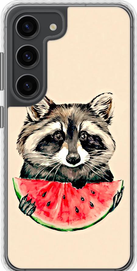 Чехол на Samsung Galaxy S23 Енотик с арбузом (4605pc-2907-42517)