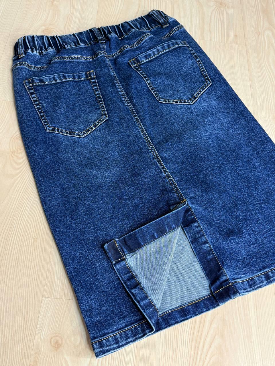 Спідниця жіноча джинсова ZJY 7031 стрейчева з розрізом на резинці р. З4 92 см 110 см Синій - фото 4 Спідниця жіноча джинсова ZJY 7031 стрейчева з розрізом на резинці р. З4 92 см 110 см Синій - фото 4