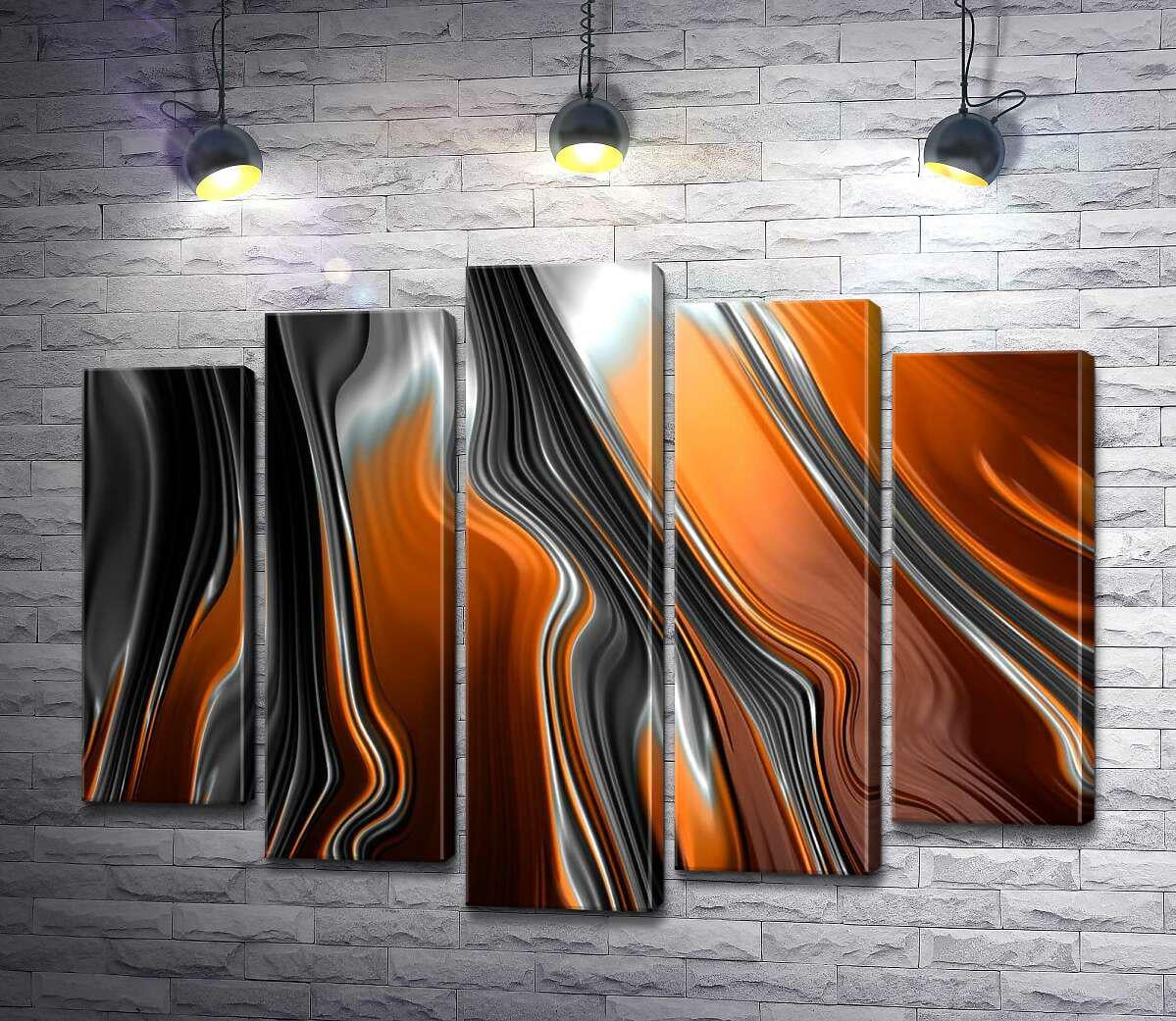 Модульная картина ArtPoster Карамельно-серые волны абстракции 100x75 см Модуль №26 (001221)