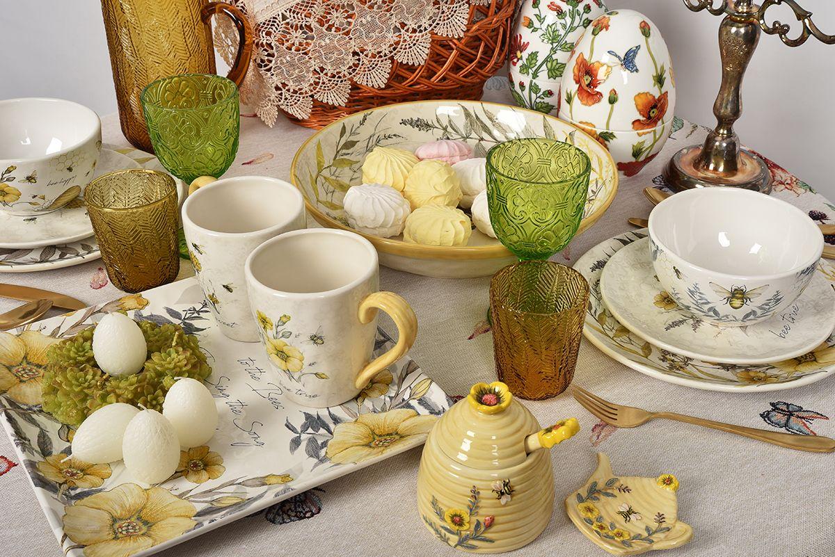 Набор емкости для меда и блюдец Certified International Сладкий мед из керамической Бежевый (28124-set) - фото 10