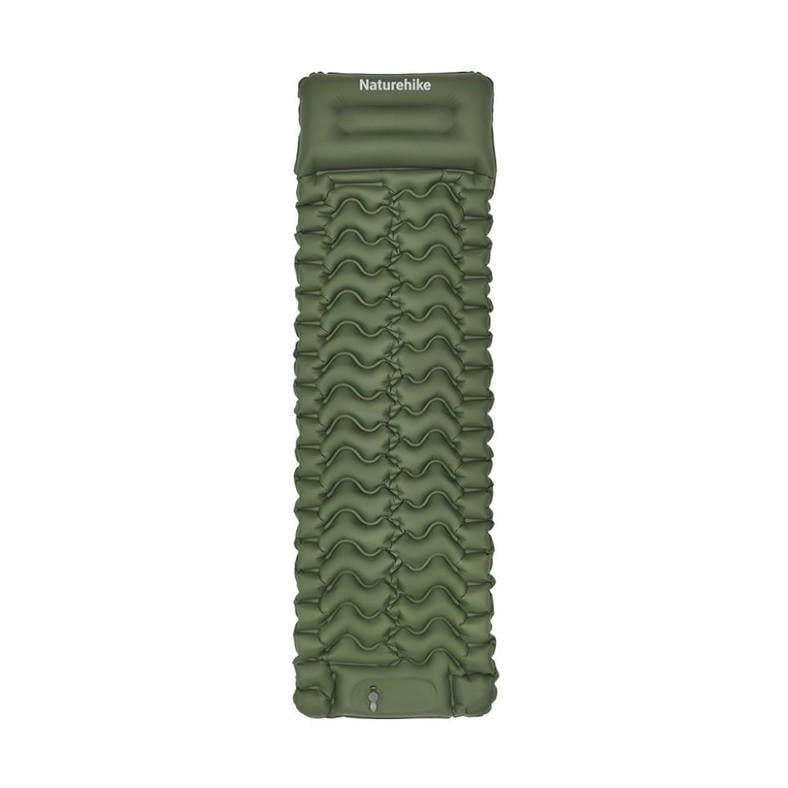 Матрас туристический надувной одноместный Naturehike CNK2550WS019 с помпой 200x60x6,5 см Green (6977465869654)
