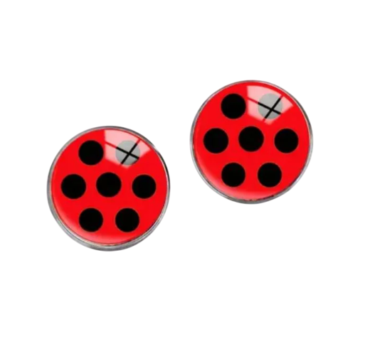 Серьги для девочек в горошек 12 мм Красно-черный (991638)