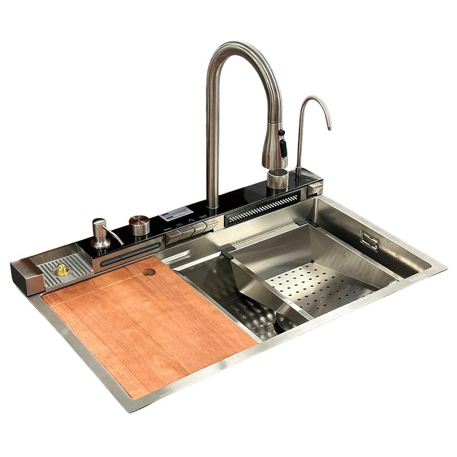 Мойка кухонная водопад Galatea Design Modus S 75x46 GDP31IX со смесителем/дозатором нержавеющая сталь Сатин Мойка кухонная водопад Galatea Design Modus S 75x46 GDP31IX со смесителем/дозатором нержавеющая сталь Сатин