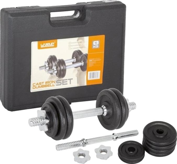 Набор гантелей LiveUp DUMBBELL SET 2 шт. 7,5 кг Черный (LS2322B-15KGS)