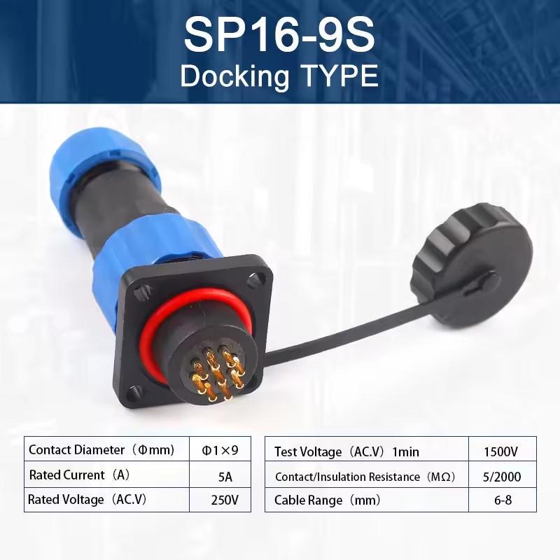 Разъем герметичный SP16 IP68 розетка/штекер на кабель SP16 9S-F-M 9pin 5 А (2735637992) - фото 5
