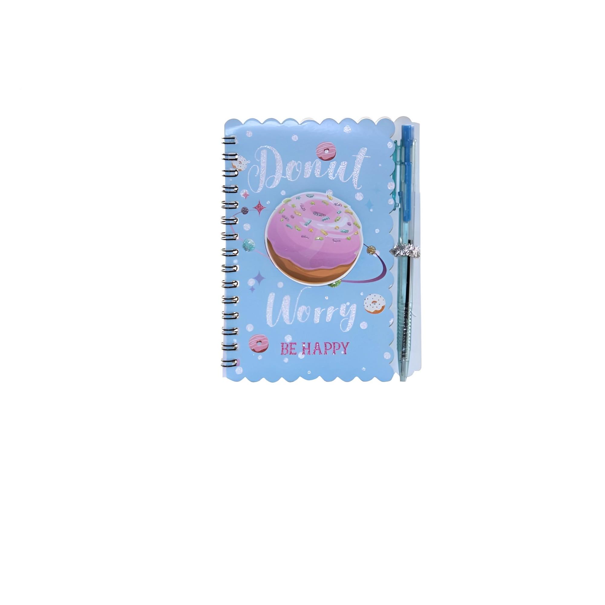 Блокнот с ручкой Stenson Sweets со спиралью для девочек твердый А6 Голубой (WW01777ST)