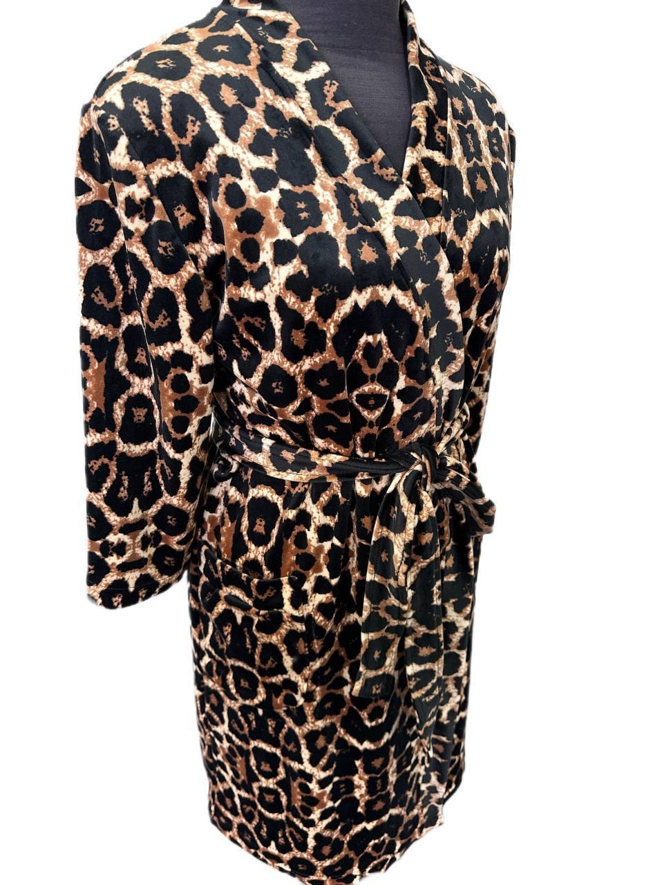 Халат женский велюровый S/M Леопардовый (П4К-al-hal-tg-003) - фото 2 Халат женский велюровый S/M Леопардовый (П4К-al-hal-tg-003) - фото 2