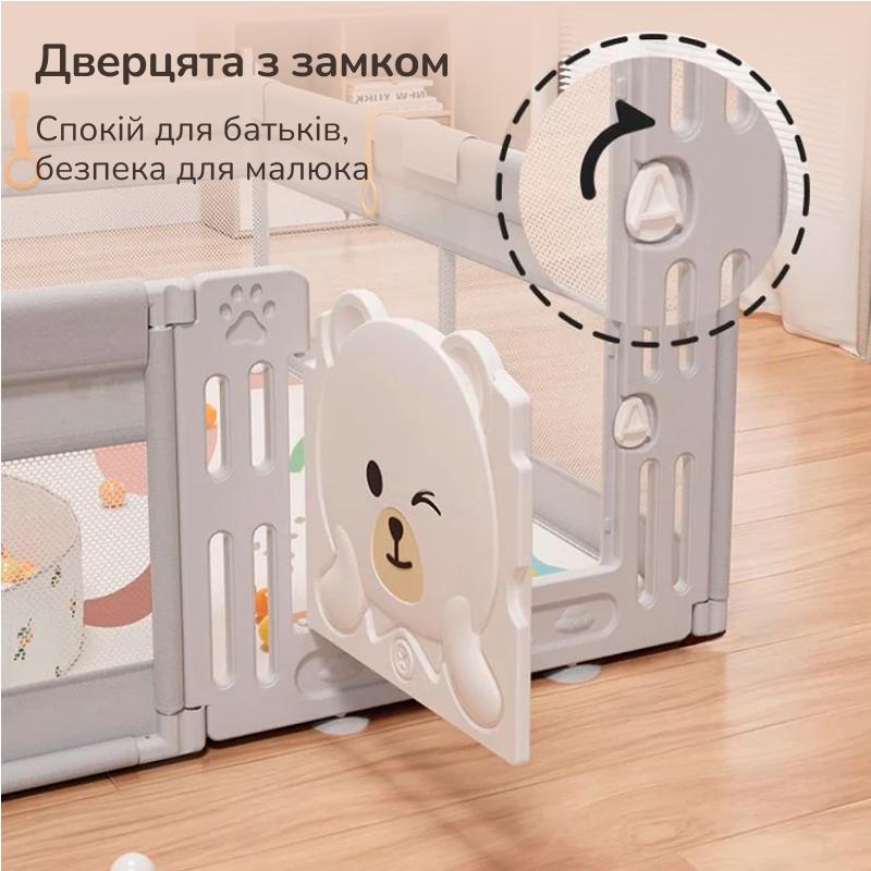 Манеж Lumpurini Tindario с пластиковой дверью и мешочком для игрушек L (NEW01150) - фото 5 Манеж Lumpurini Tindario с пластиковой дверью и мешочком для игрушек L (NEW01150) - фото 5