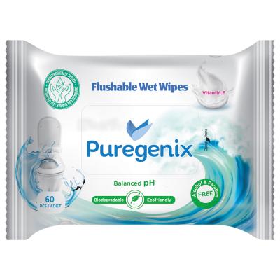 Влажная туалетная бумага Puregenix без спирта 60 шт. (420703)