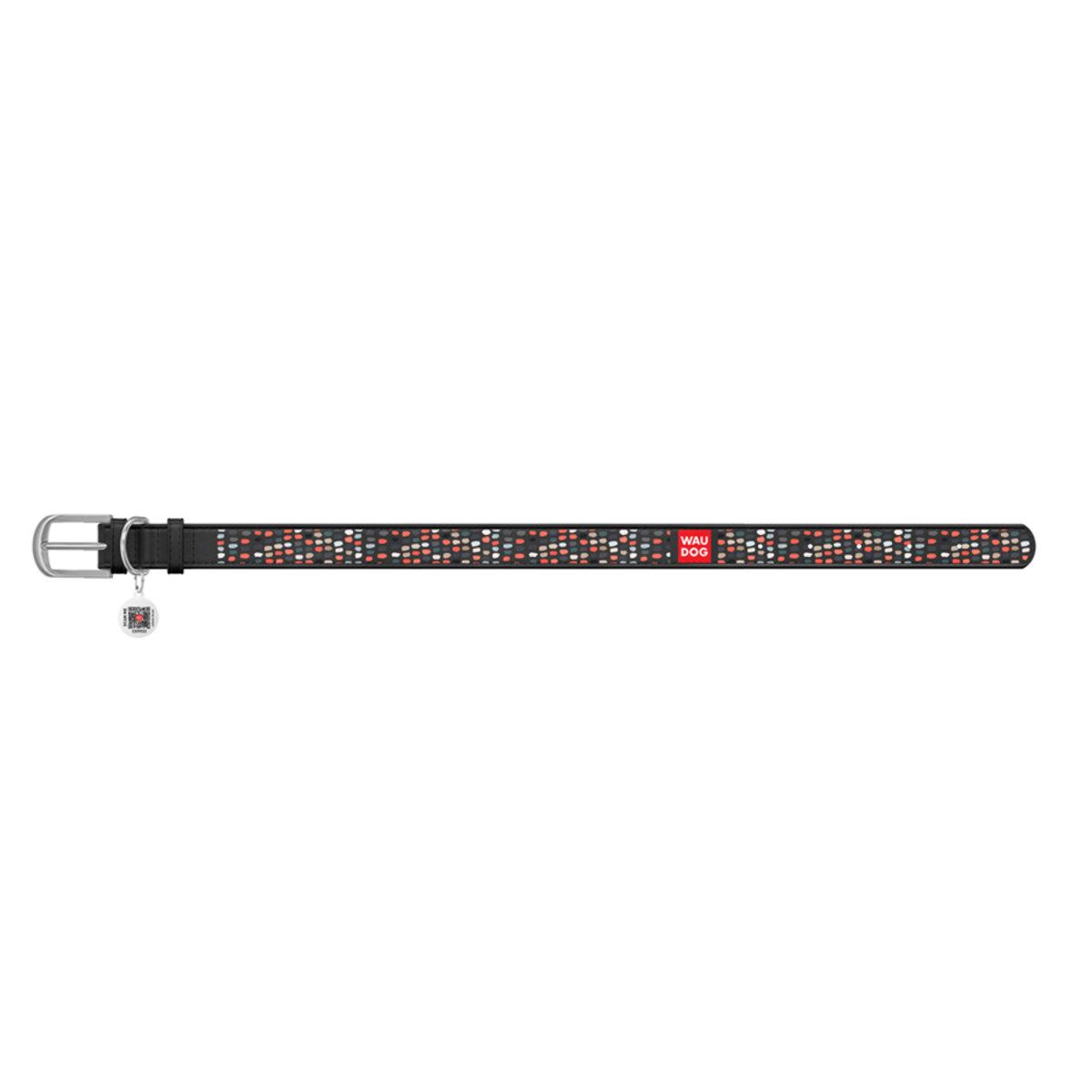 Ошейник Waudog Design Смешные точки металлическая пряжка 20 мм x 30-39 см Черный