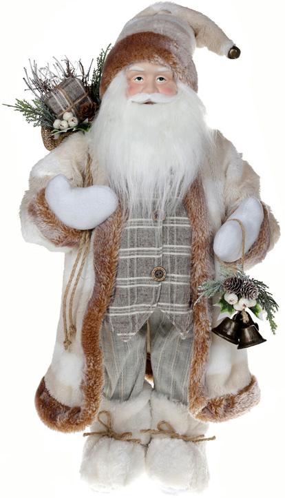Фигура Санта с колокольчиками 60 см мягкая игрушка Белый крем (BD-845-224)