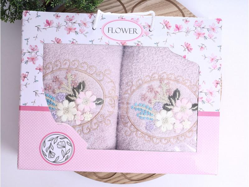 Набір махрових рушників Ромашки 2 шт. Світло-фіолетовий (DR009012)