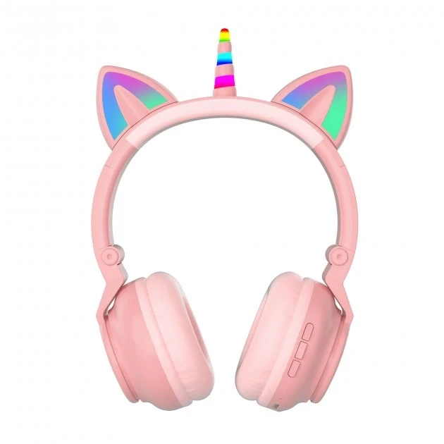Наушники беспроводные детские CAT STN-27 MP3 MicroSD с кошачьими ушками и подсветкой (17945407)