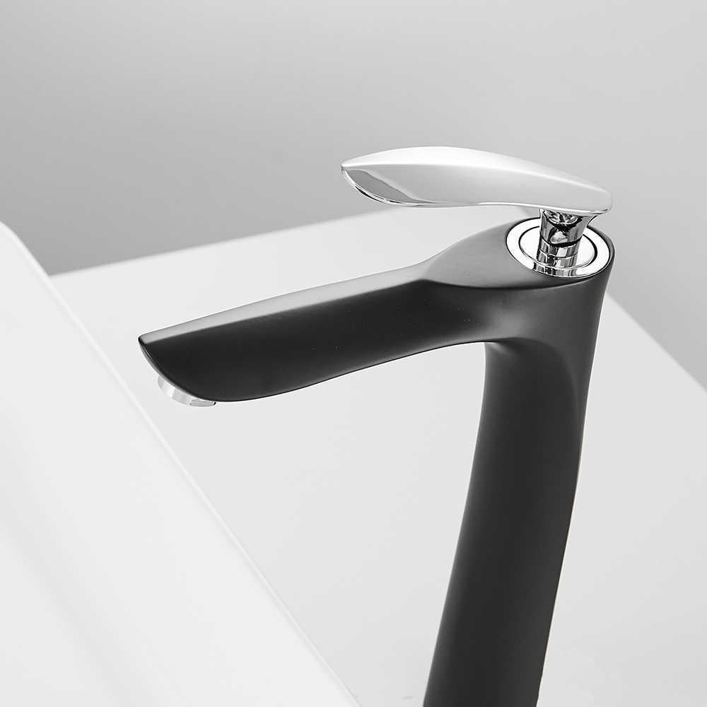 Смеситель дизайнерский для раковины кран в ванну однорычажный WanFan люкс Черный-хром