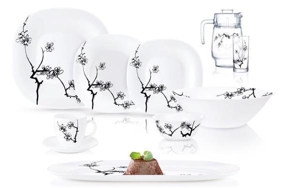 Столовий сервіз Luminarc Carine Ming Black 46 предметів на 6 персон (N8588)