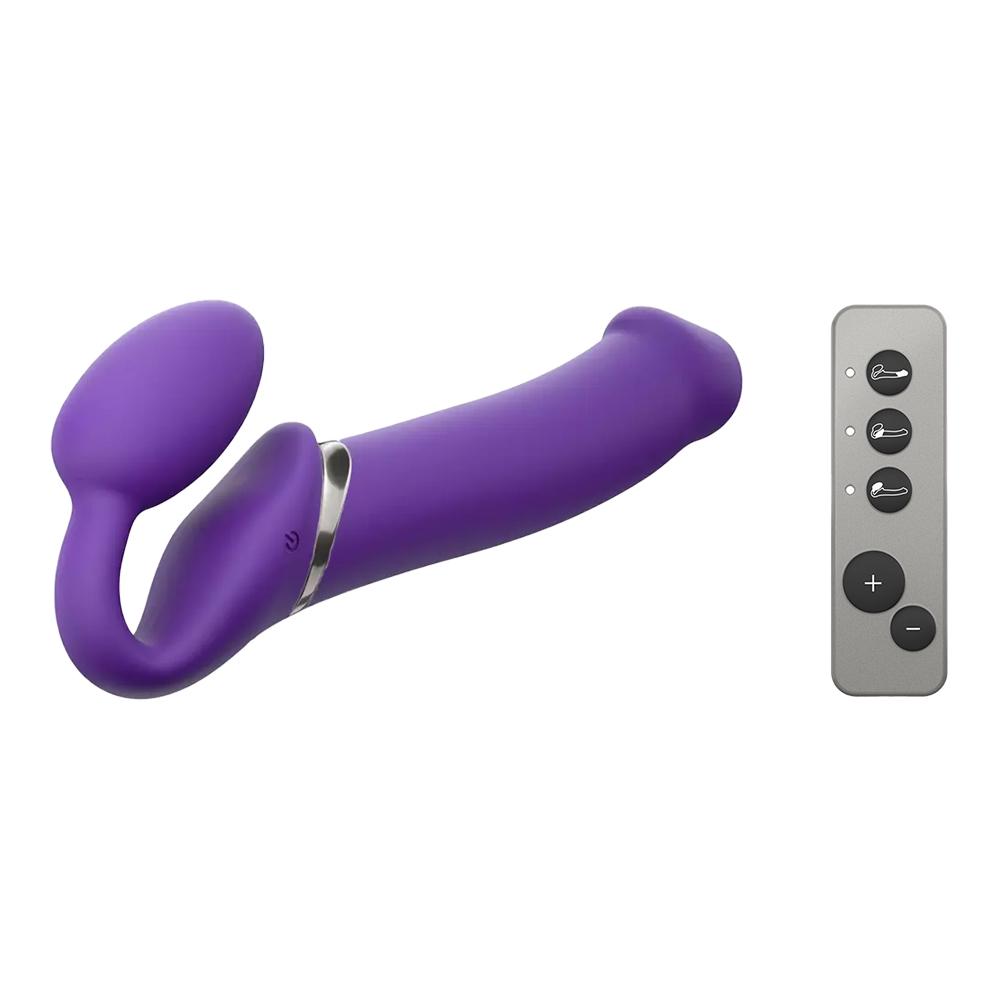 Страпон безремінний з вібрацією Strap-On-Me Vibrating Bendable Strap-On XL 15,8 см Фіолетовий (38216)