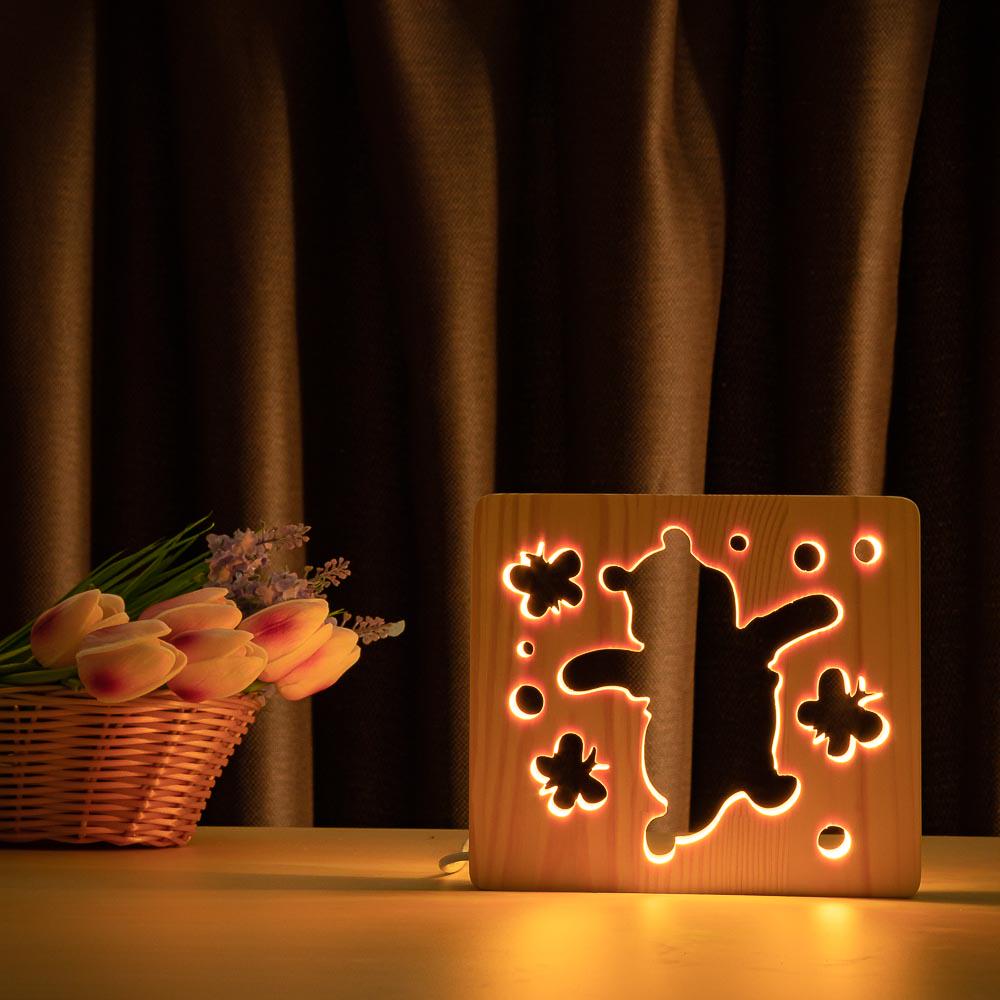 LED ночник ArtEco Light Веселый медвеженок из дерева (#16/2) - фото 5