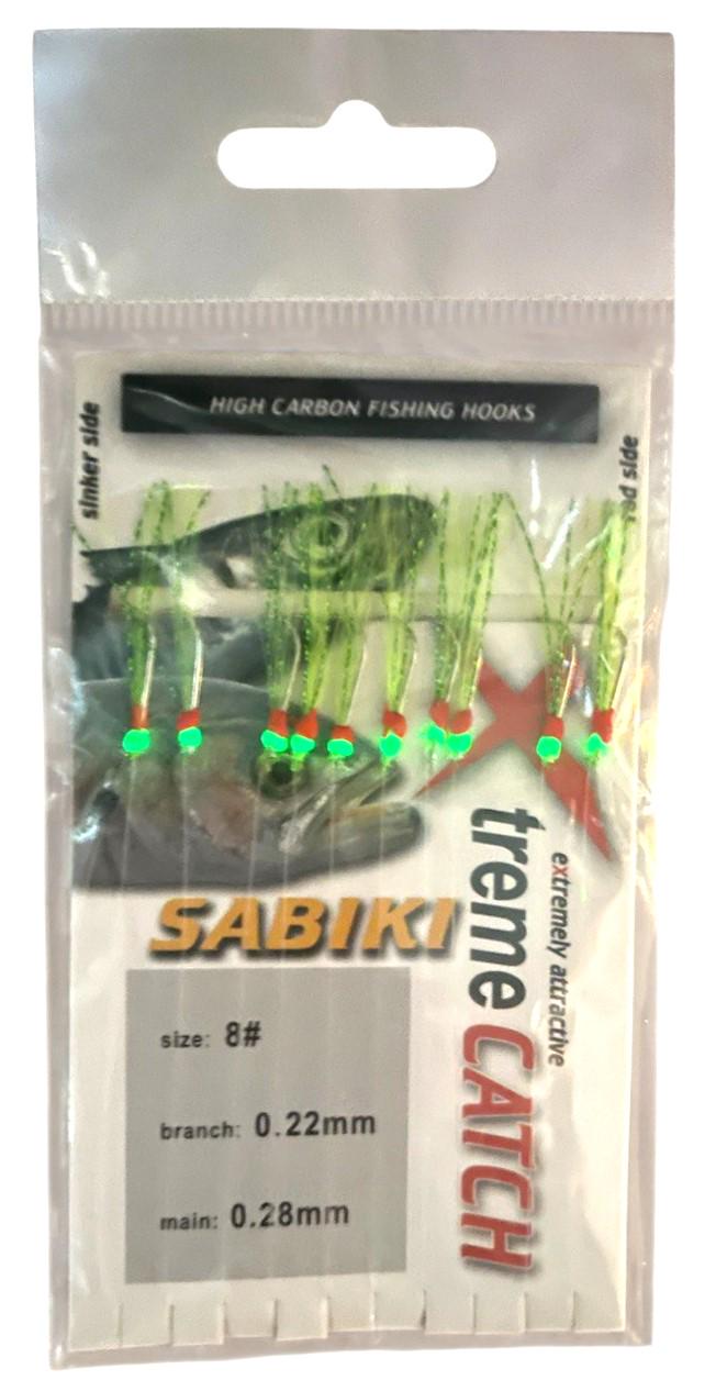 Самодур Xtreme CATCH SABIKI № 8-10 гачків намистини світлонакопичувальна люрекс Червоний/Лимонний (2334283279)