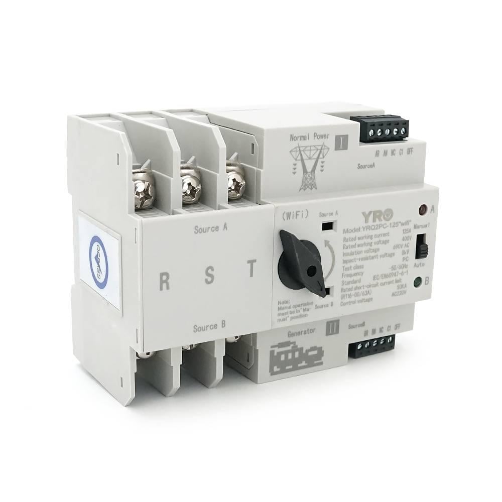 Автомат введення резерву триполюсний YRQ2PC-125 Wifi ATS 3P 125A 400V E-Welink App на DIN-рейку для генераторів (40207)