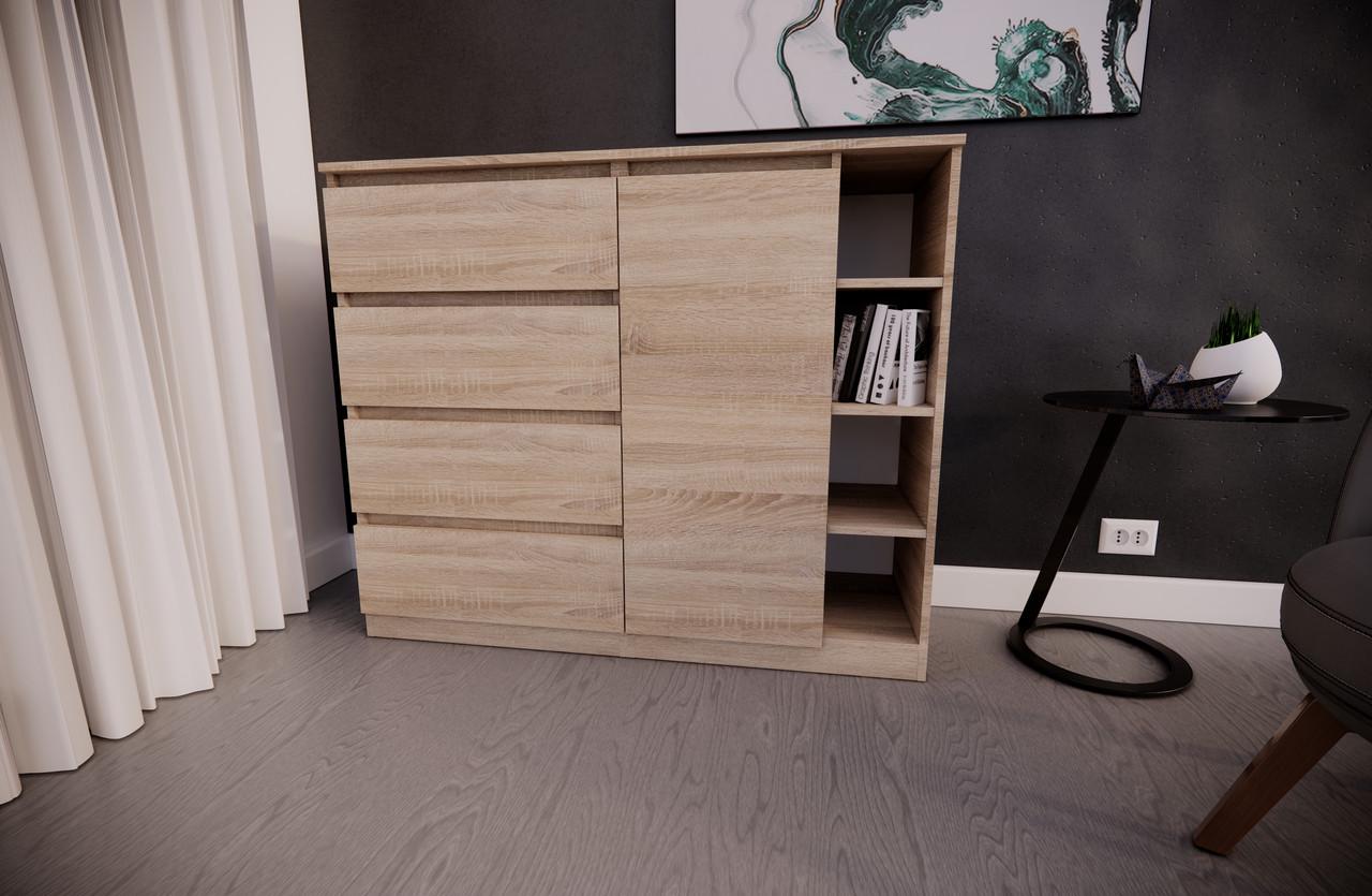 Комод MEBEX на 4 ящика с открытой нишей 120х40х100 см Дуб Сонома (VERTO4B1200DS) - фото 1 Комод MEBEX на 4 ящика с открытой нишей 120х40х100 см Дуб Сонома (VERTO4B1200DS) - фото 1