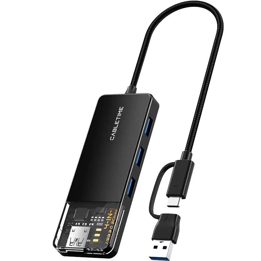 USB-хаб Cabletime CB03B USB Type-C/USB-A 4 порта USB 3.0 15 см GL3510 Black (35575384) USB-хаб Cabletime CB03B USB Type-C/USB-A 4 порта USB 3.0 15 см GL3510 Black (35575384)