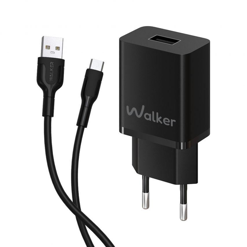 Сетевое зарядное устройство для Walker 2в1 WH-26 1USB/2.1A и Data Cable USB to Micro Black