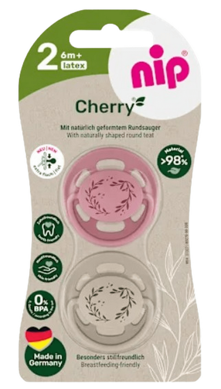 Пустушки Nip Вишенька Green від 6 до 18 міс Коралово-бежевий (143713)