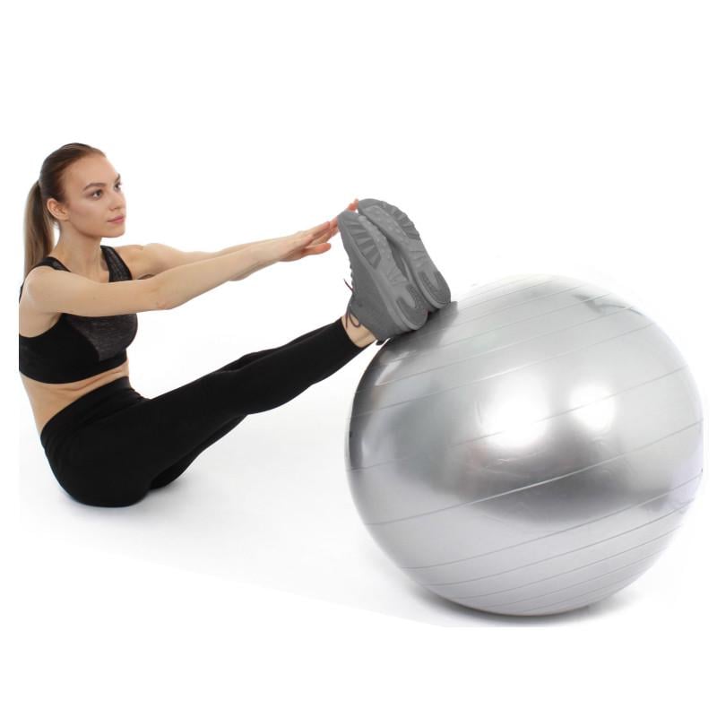 Мяч для пилатеса фитнеса и йоги Profi фитбол 65 см Серый - фото 2
