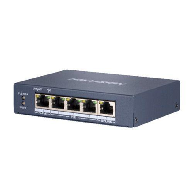 Комутатор Hikvision DS-3E0505HP-E з 4 гігабітними портами, некерований PoE (23188466)
