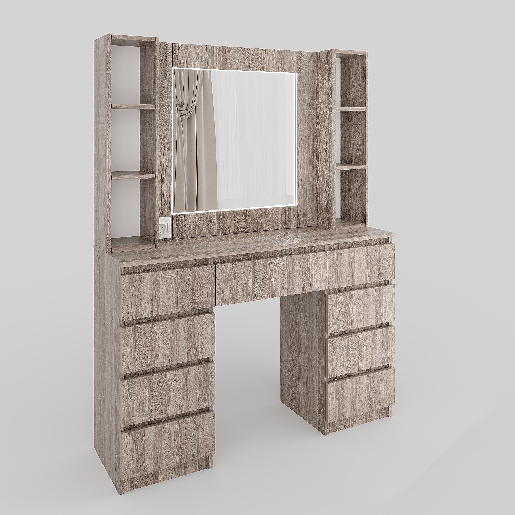 Туалетный столик с LED подсветкой ТЗ-LED Дабл 1600х1200х400 мм Дуб сонома трюфель (28560412) - фото 2