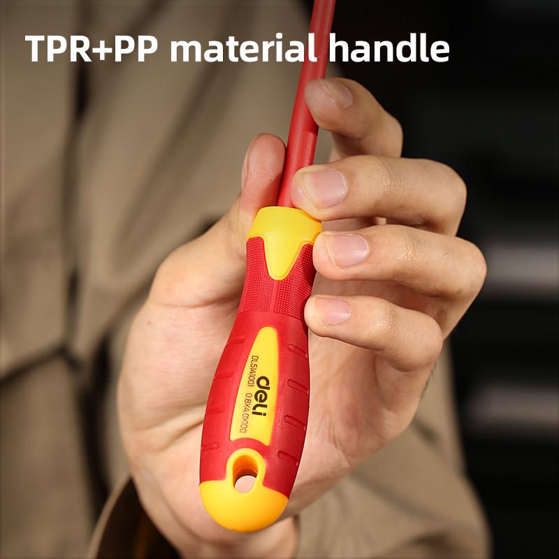 Викрутка шлiцьова Ізольована Deli Tools EDL5141001 4.0*100 мм (27206869) - фото 4 Викрутка шлiцьова Ізольована Deli Tools EDL5141001 4.0*100 мм (27206869) - фото 4