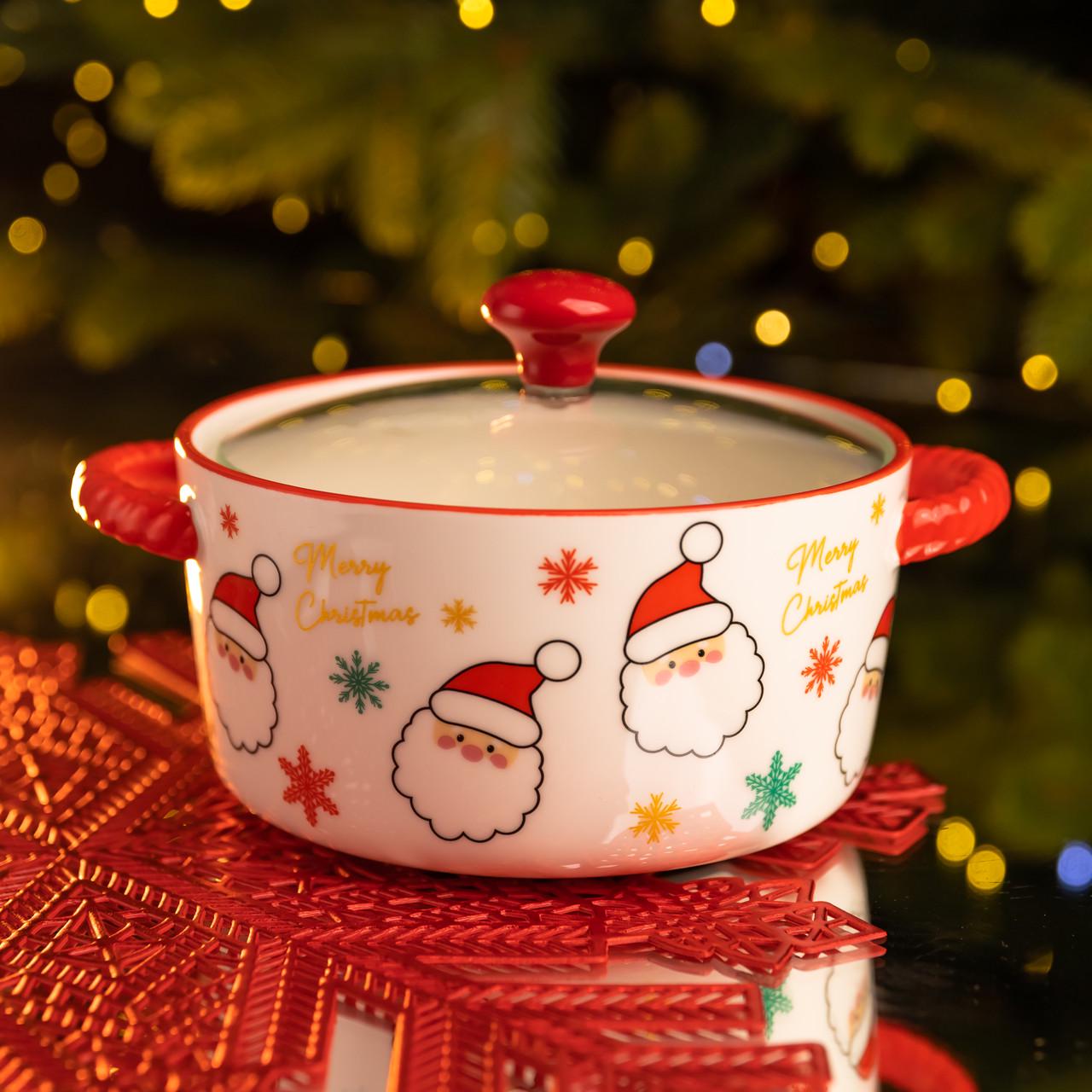 Супниця порцелянова Santa новорічна з кришкою 800 мл (FM-CS-9A)